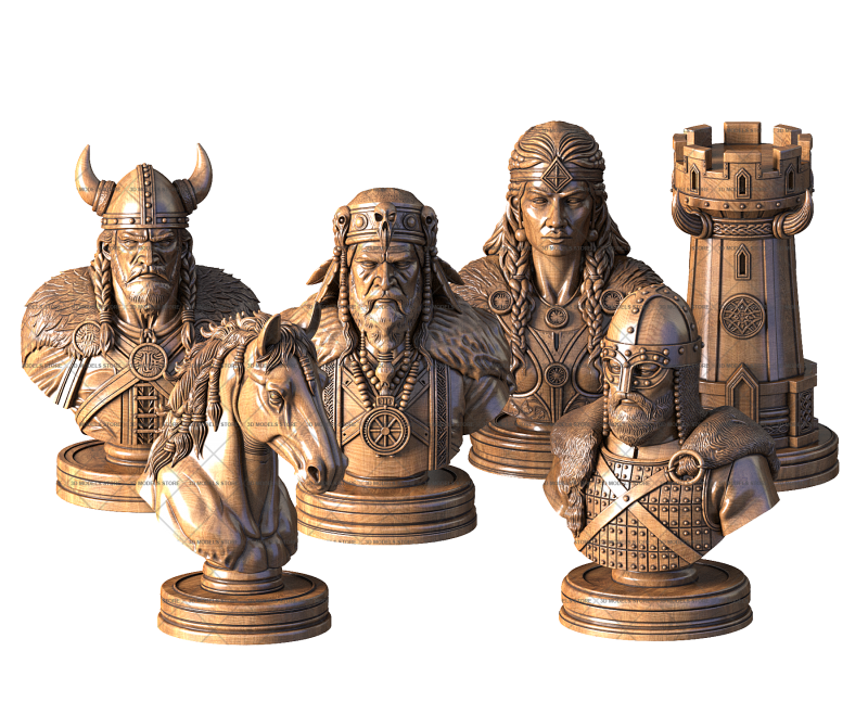 Chess set The Vikings, 3d models (stl)