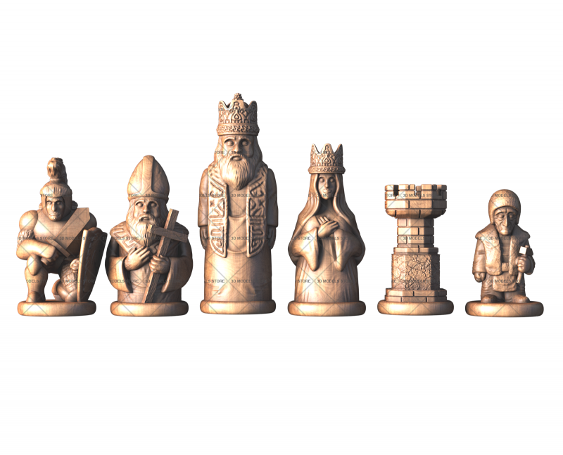 Chess set Medieval, 3d models (stl)