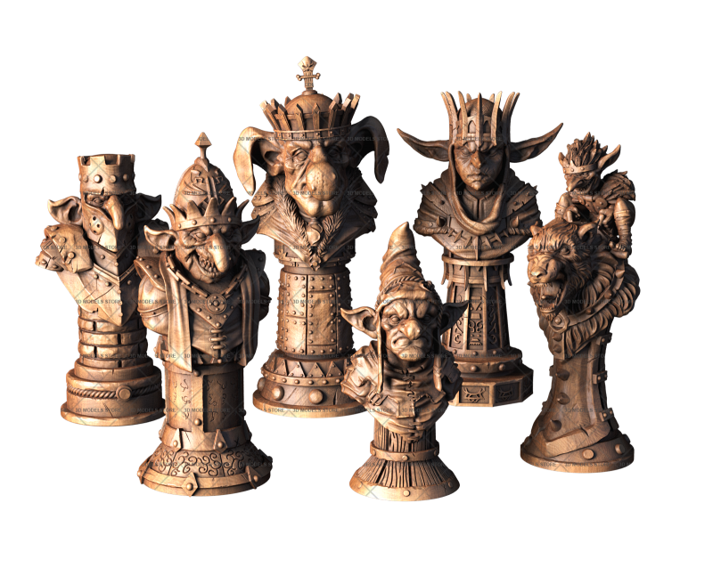 Chess set with the Goblins, 3d models (stl)