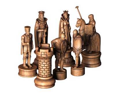 Medieval chess set, 3d models (stl)