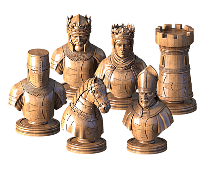 Chess set  Crusaders, 3d models (stl)