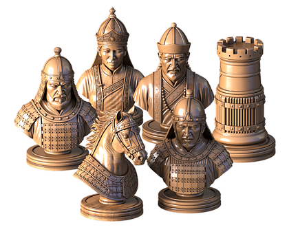 Chess set Mongols, 3d models (stl)