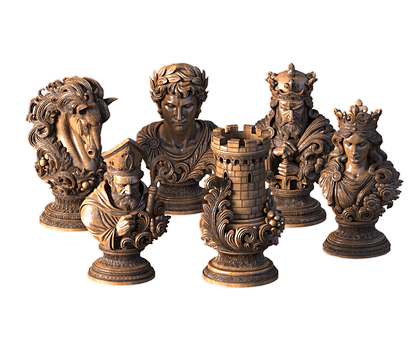 Decorated chess set, 3d models (stl)