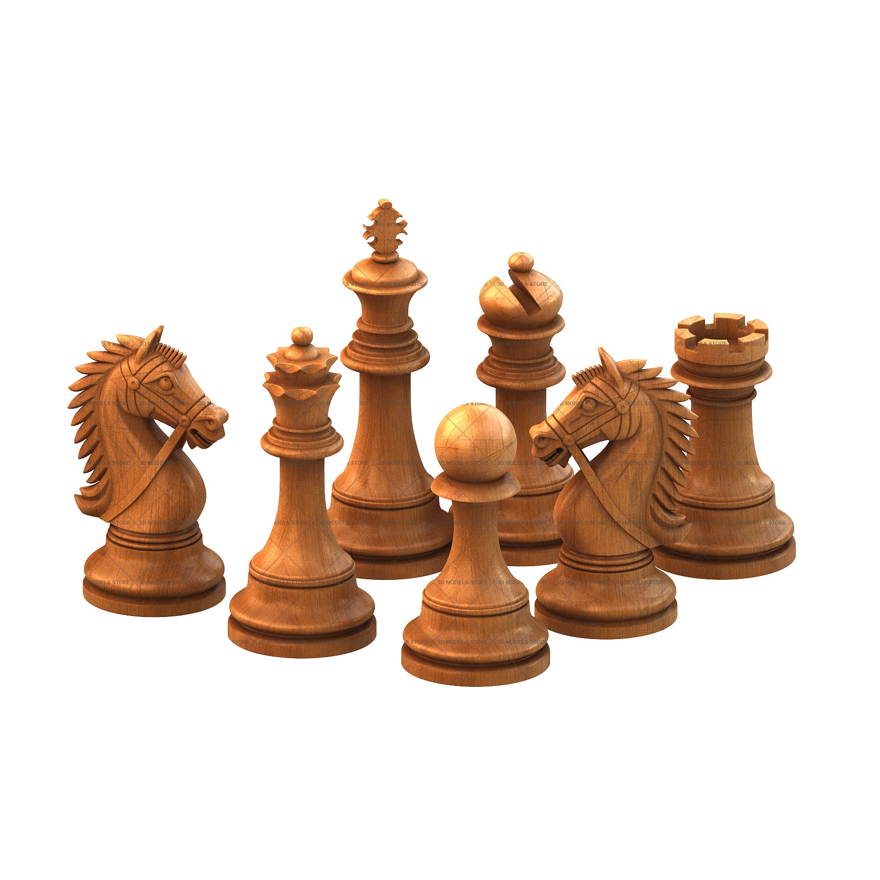 Luxury Wooden Chess Set With Board 6pcs / Digital File STL/ 3D 