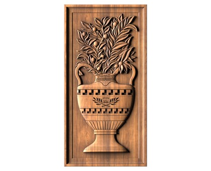 3D panel with vase and olives, 3d models (stl)