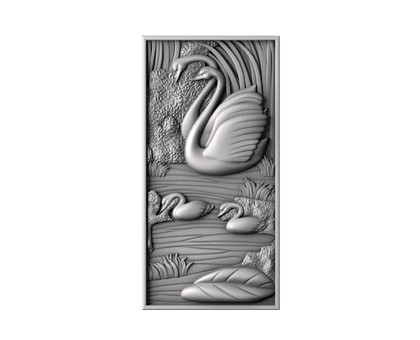 3D panel with swans, 3d models (stl)