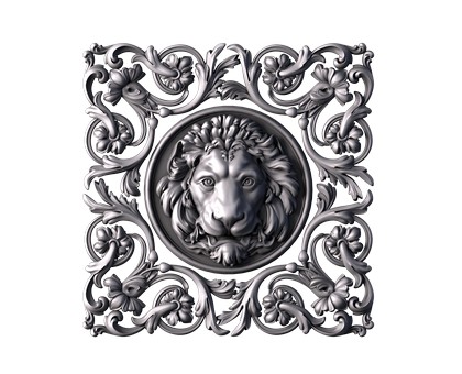 3D panel with lion, 3d models (stl)