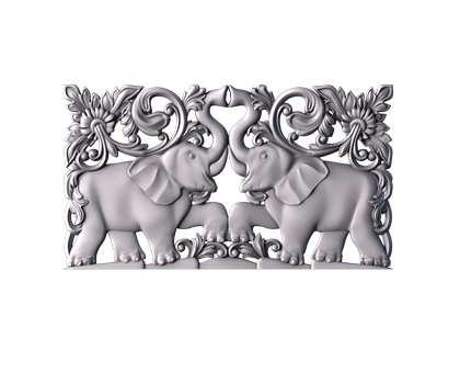 3D panel with elephants, 3d models (stl)
