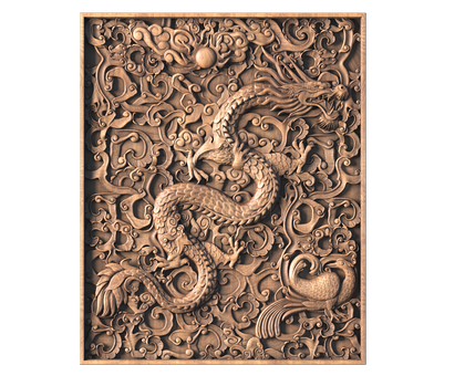 3D panel with dragon, 3d models (stl)