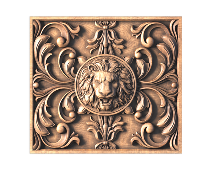 3D panel with lion, 3d models (stl)