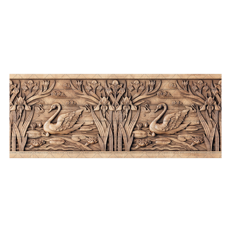 3D panel with figures of swans, 3d models (stl)