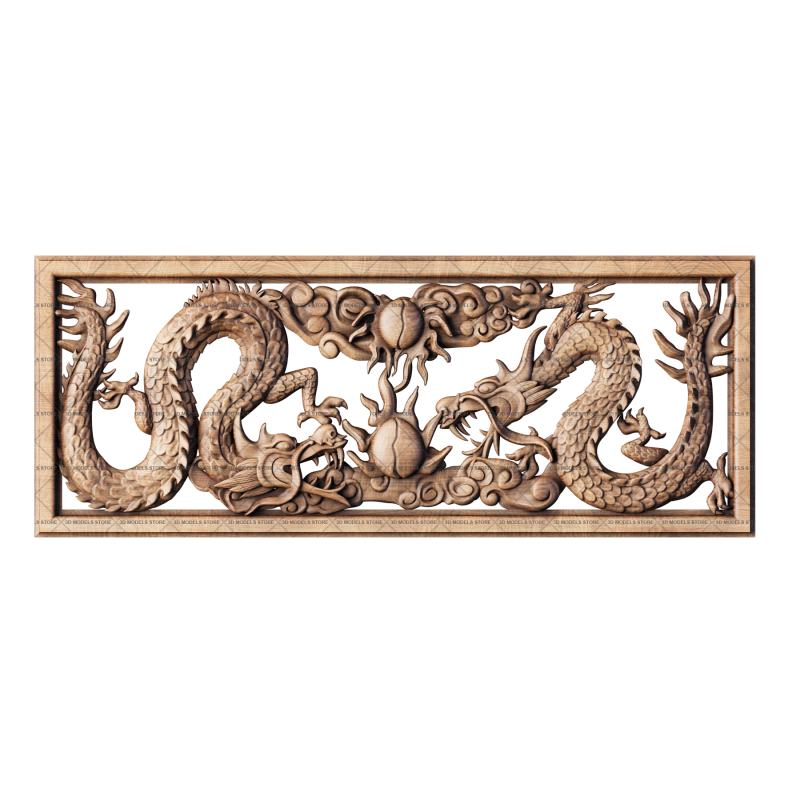 3D panel with dragons, 3d models (stl)