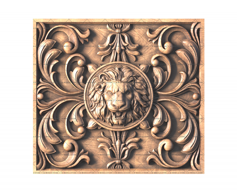 3D panel with lion, 3d models (stl)