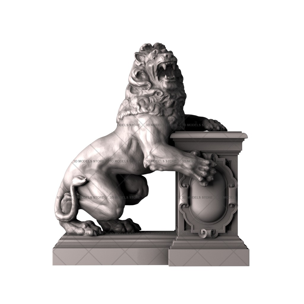 Sculpture with a lion, 3d models (stl)
