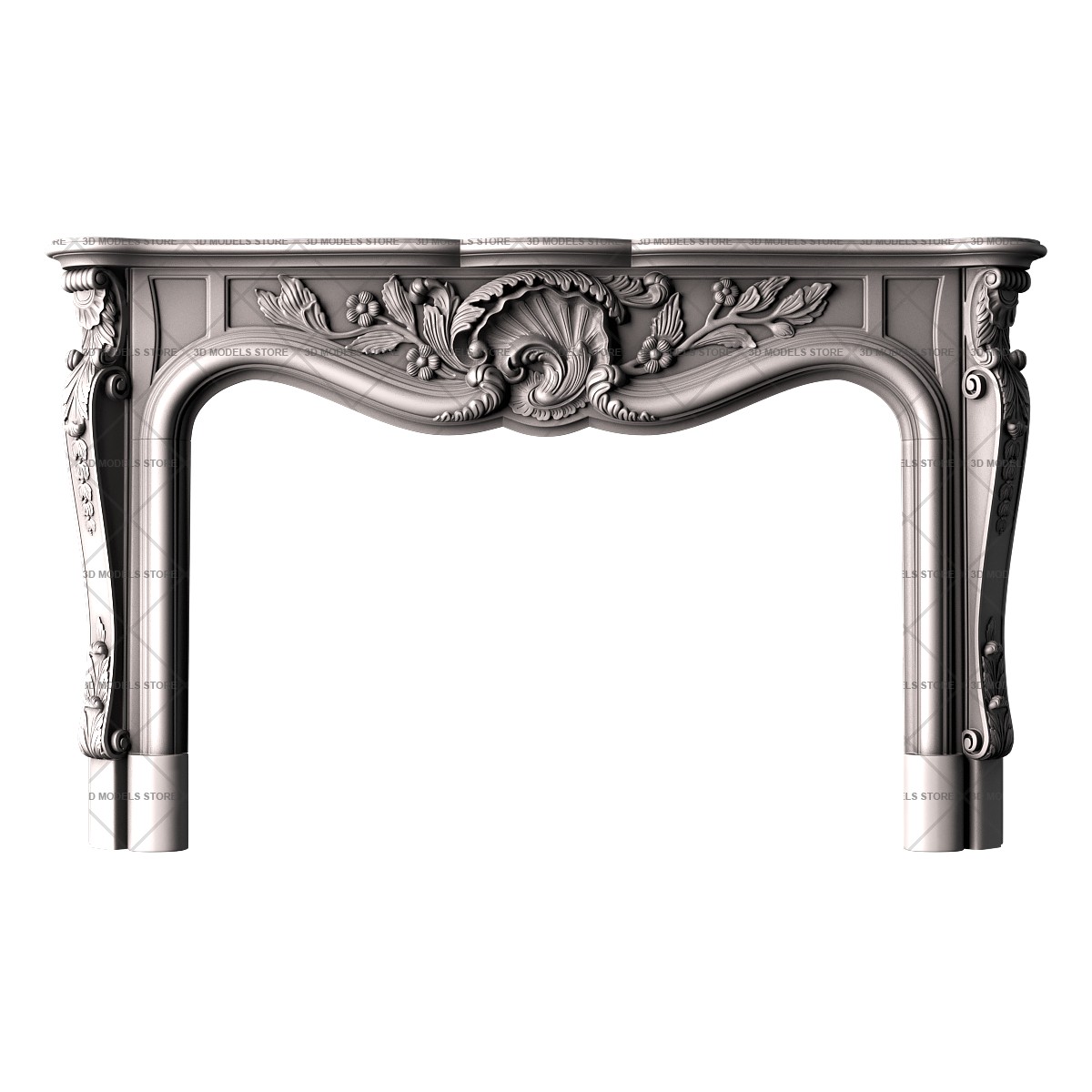 Fireplace with carved elements, 3d models (stl)