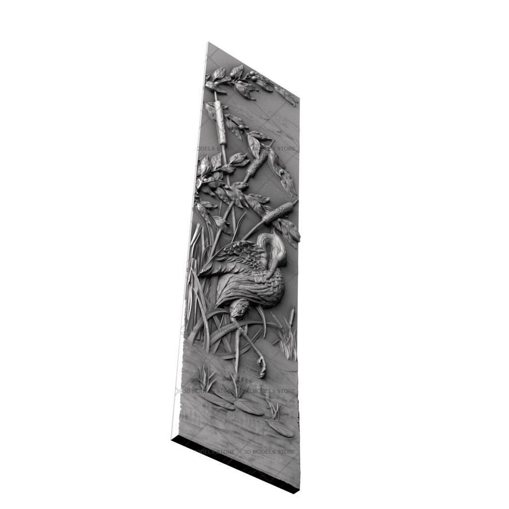 3D panel with heron, 3d models (stl)
