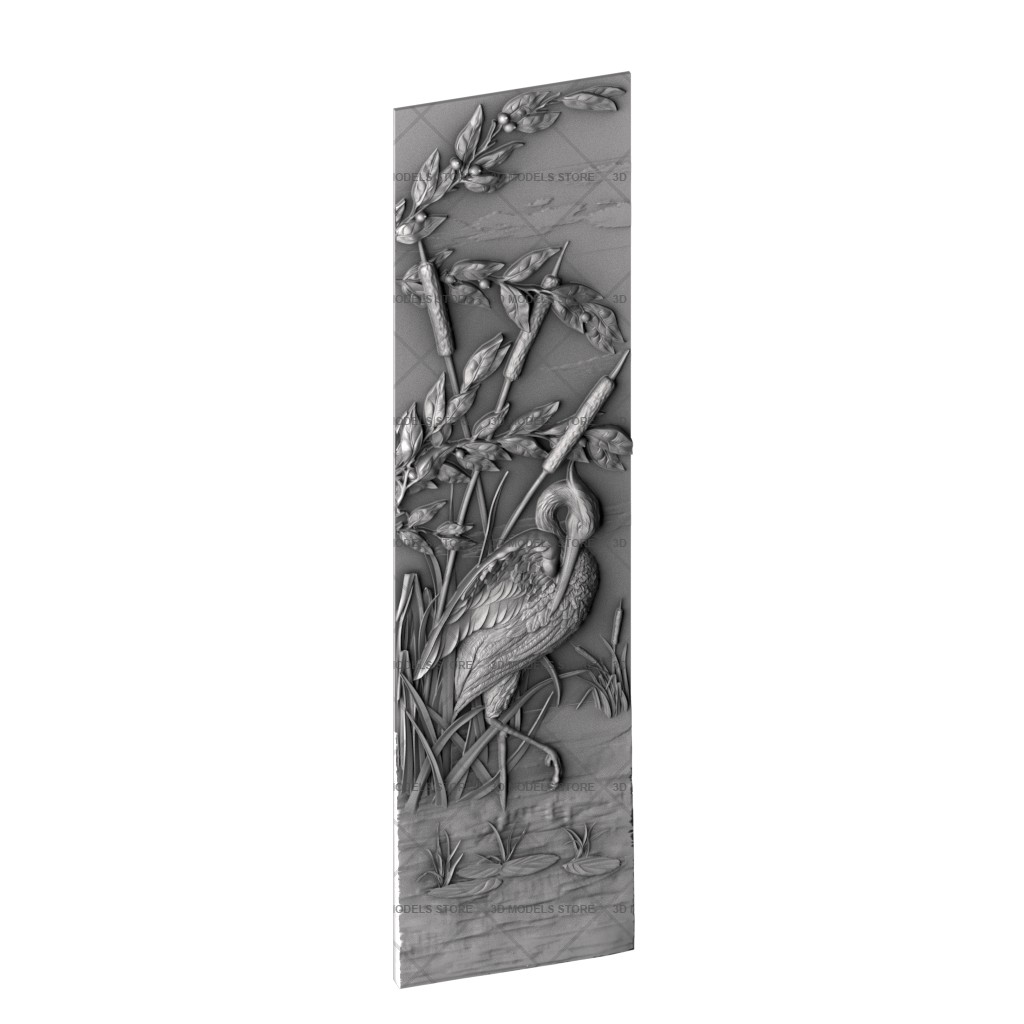 3D panel with heron, 3d models (stl)