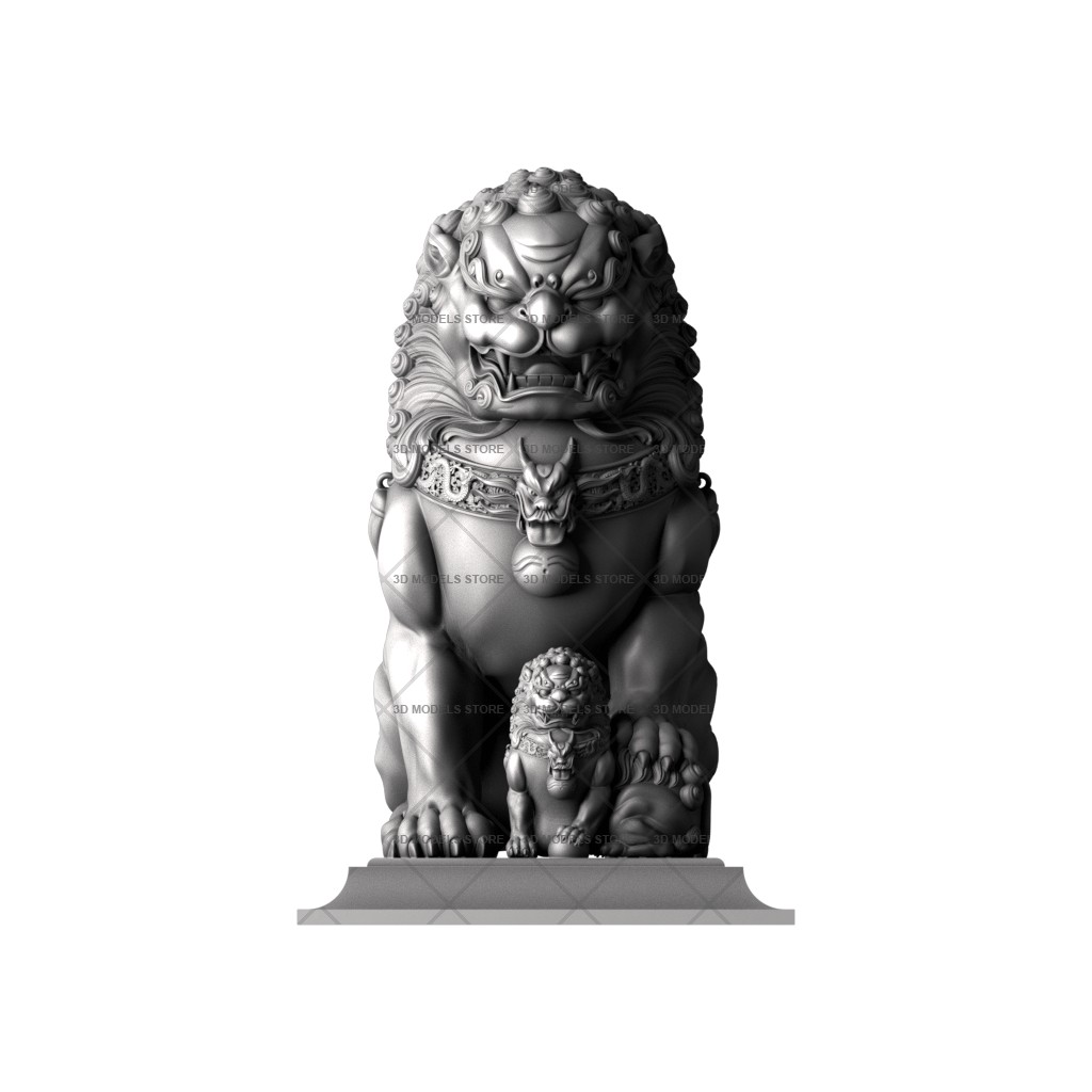Chinese lion sculpture, 3d models (stl)