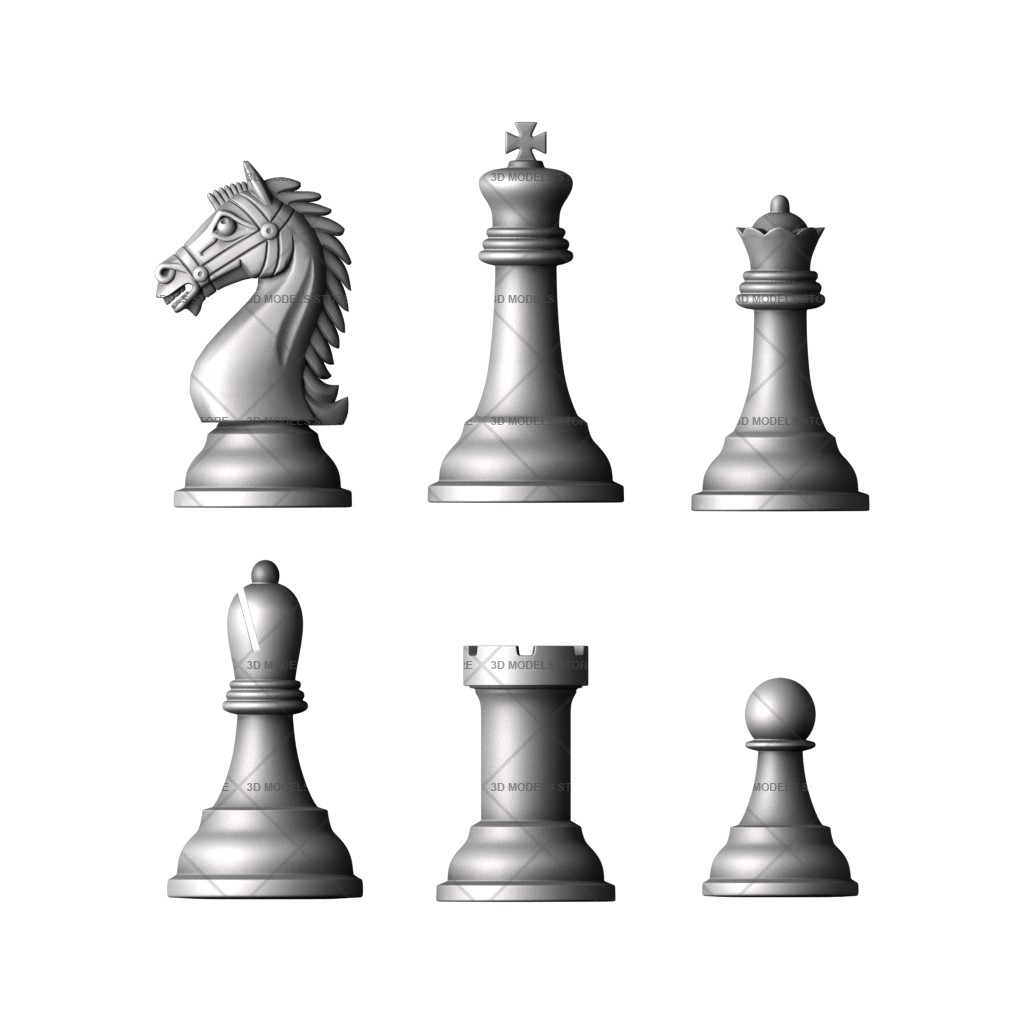 Classic chess set, 3d models (stl)