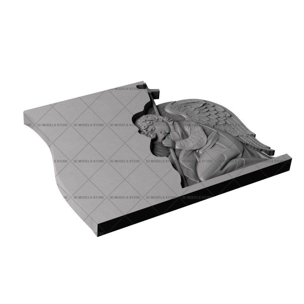 Memorial with an angel, 3d models (stl)