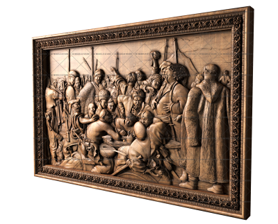 Zaporozhian Cossacks write to the Sultan of Turkey by Ilya Repin, 3d models (stl)