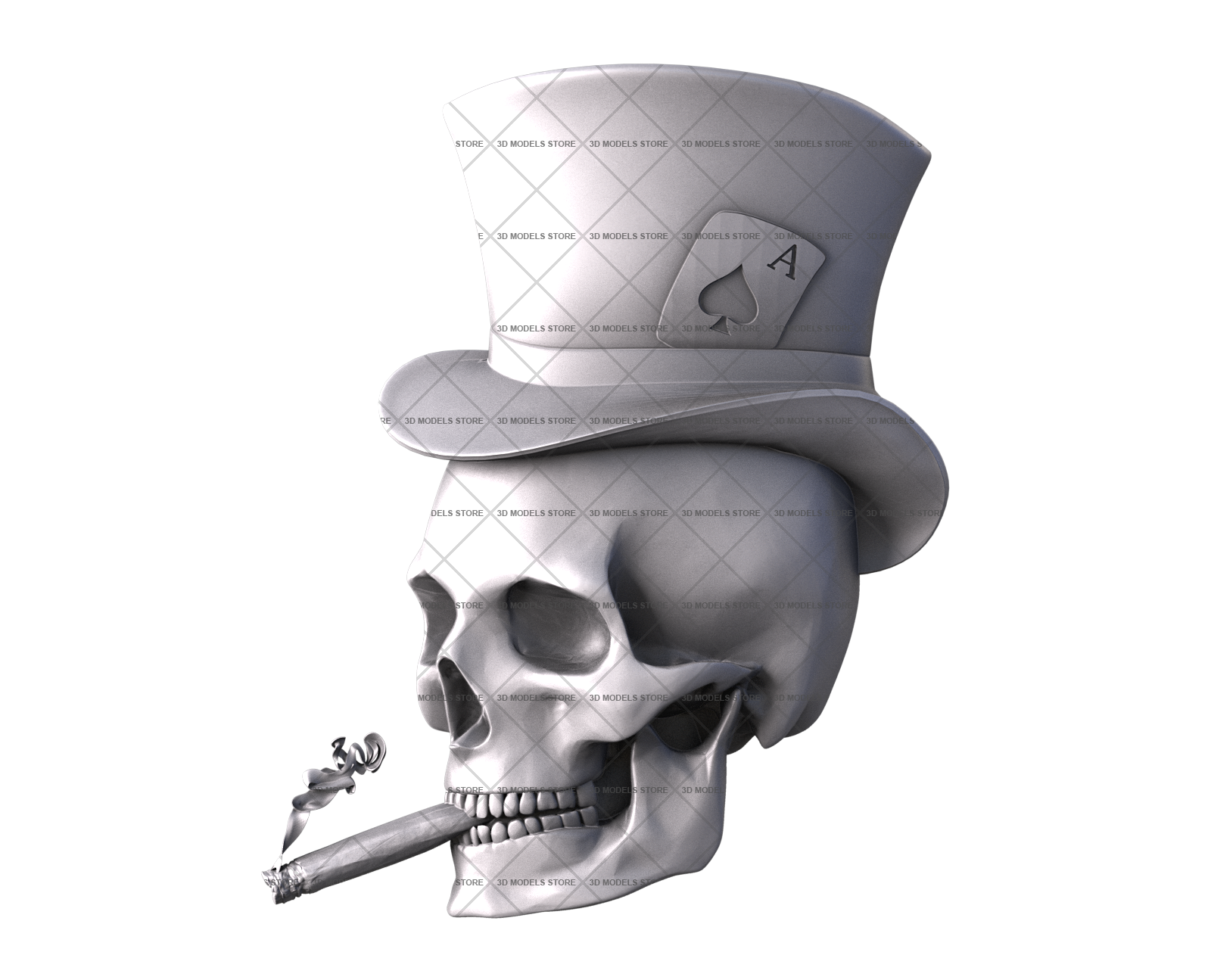 Skull With Cigar, 3d models (stl)